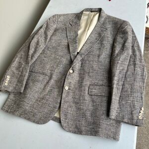 VTG Cricketeer Sport Coat Gray Woven Textured Blazer Silk Blend USA 44R ACTWU